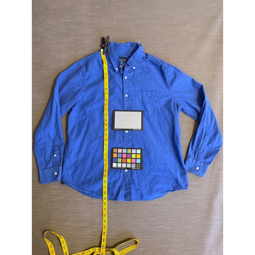 American Eagle Mens XL Classic Fit Blue Cotton/Linen Button Down Shirt